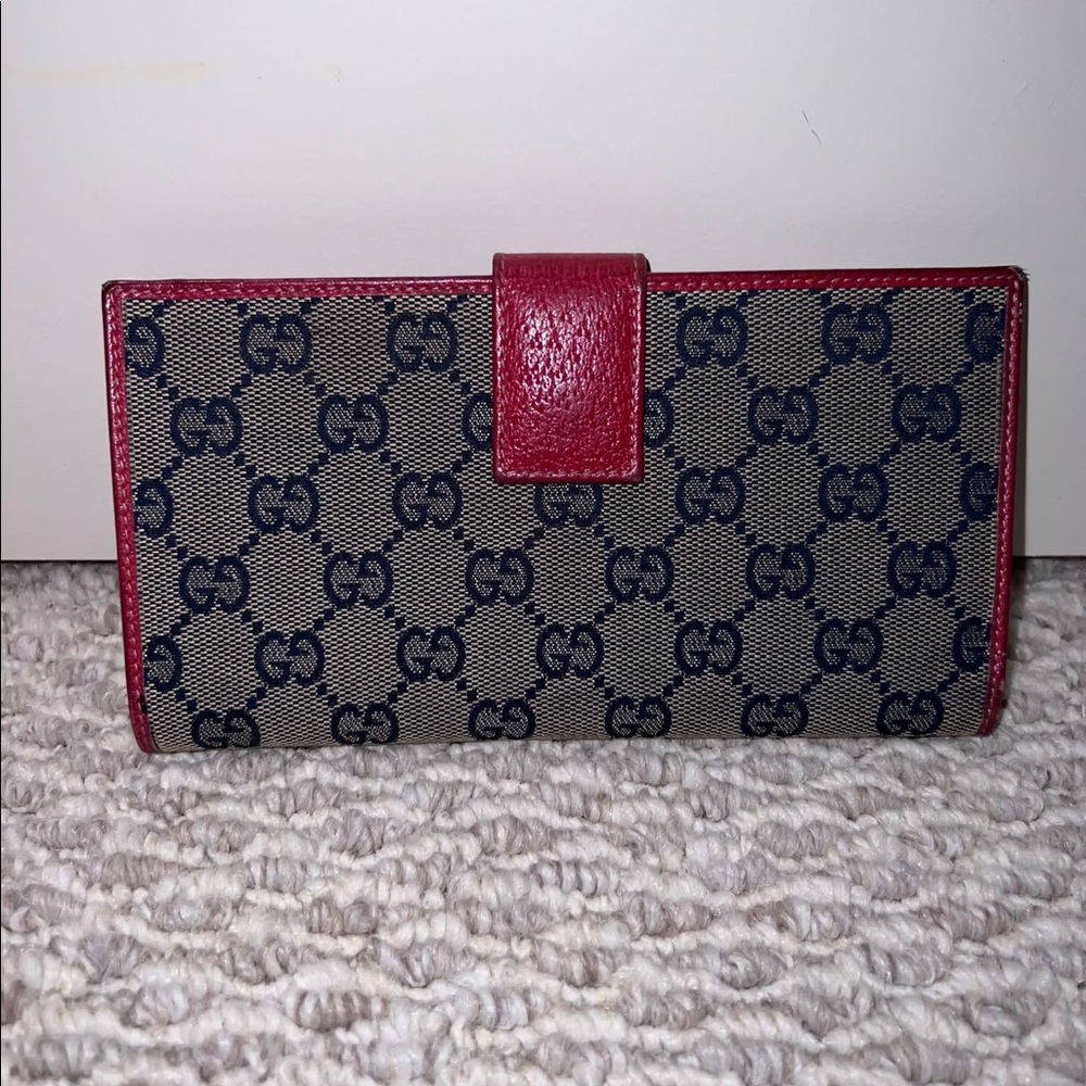 Gucci Monogram Red Trim Continental Wallet